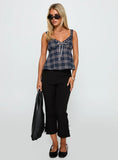 Pretty It Up Tie Detail Top Blue Check
