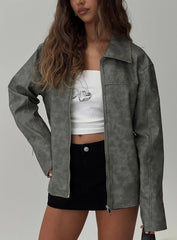 Kings Court Faux Leather Jacket Green