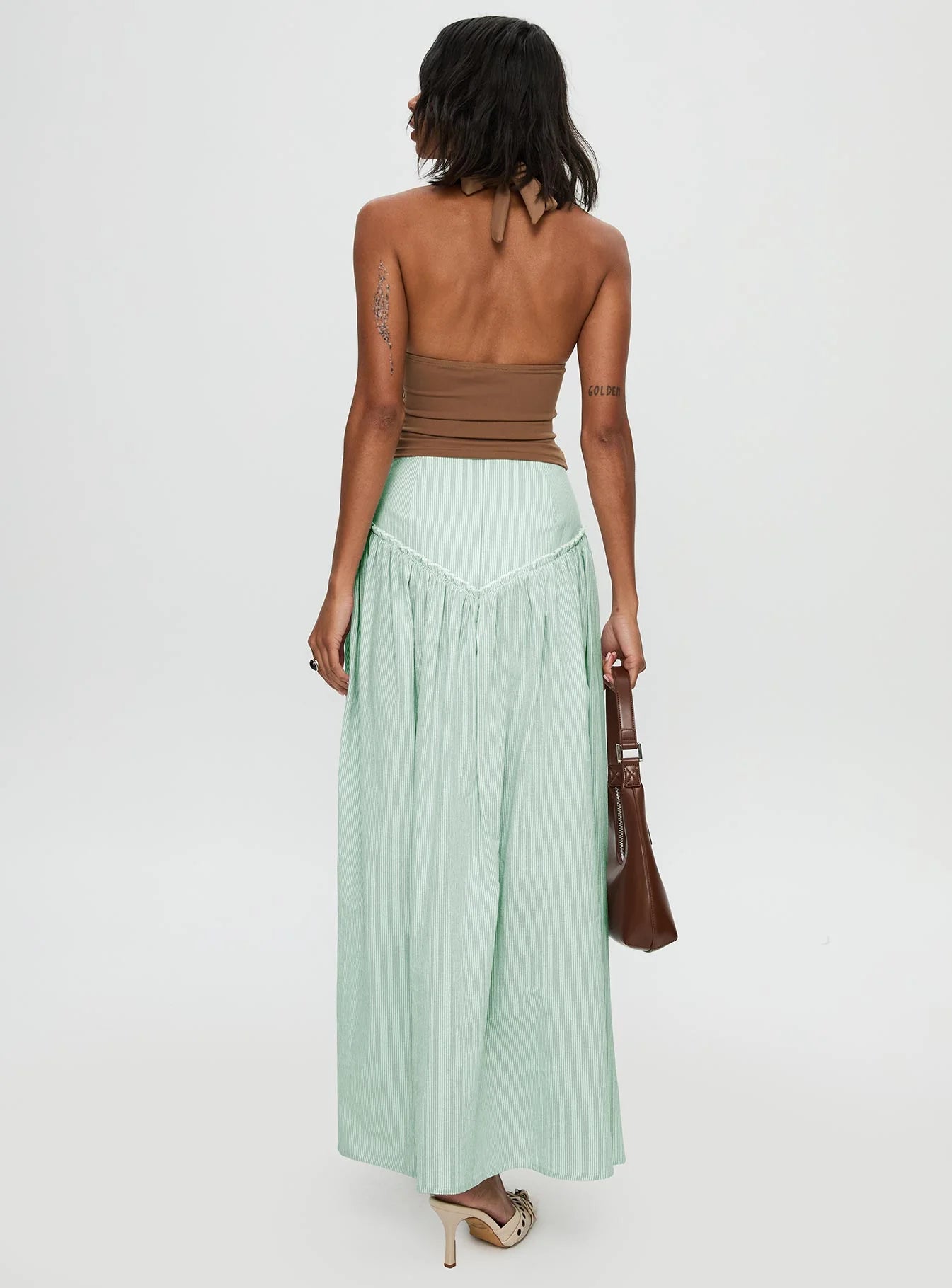 Yasemine Maxi Skirt Green / White
