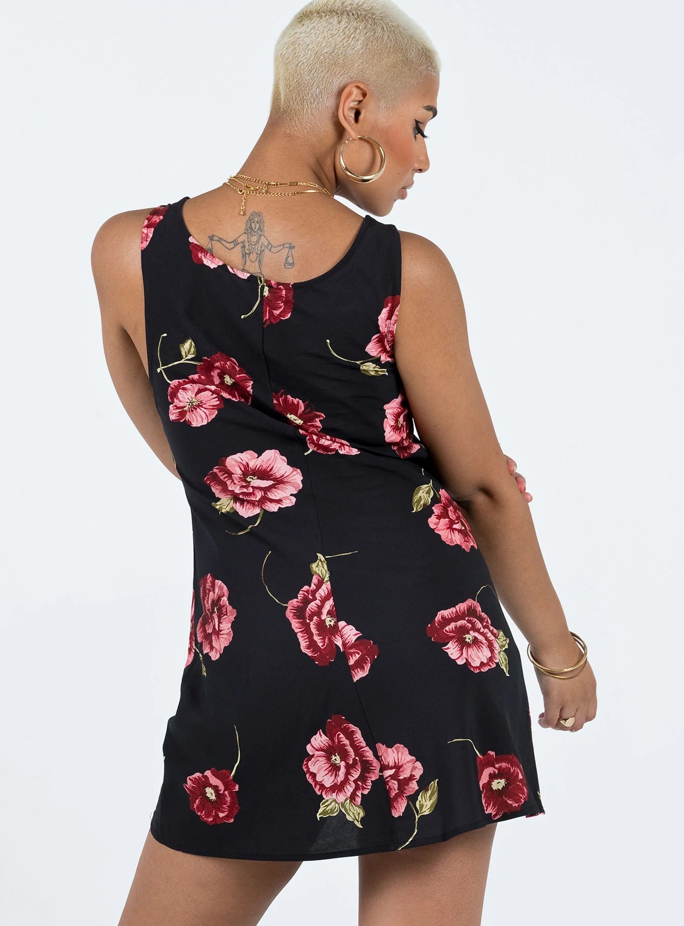 Shelli Vintage Floral Mini Dress Black / Multi