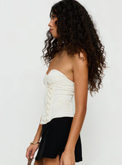 Odella Strapless Corset Top Cream