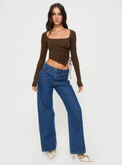 Take Me On Long Sleeve Top Brown