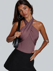 Shoot A Shot Wrap Detail Bodysuit Plum