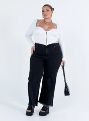 Galyn Long Sleeve Top White Curve