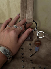 Mayberry Stone Detail Keychain Silver