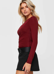 Donner Long Sleeve Bodysuit Burgundy