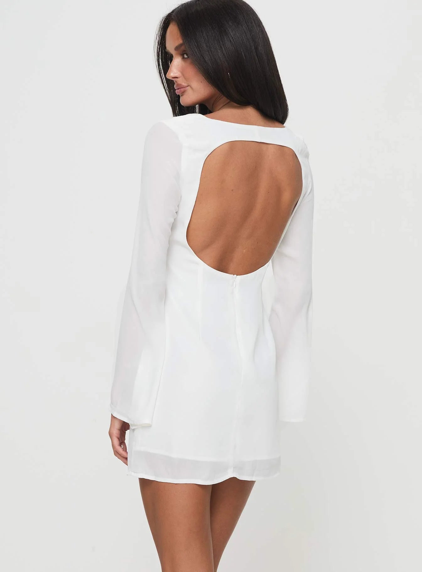 Brunet Long Sleeve Mini Dress White
