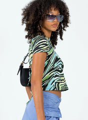 Motel Surtie Top Warped Zebra Blue
