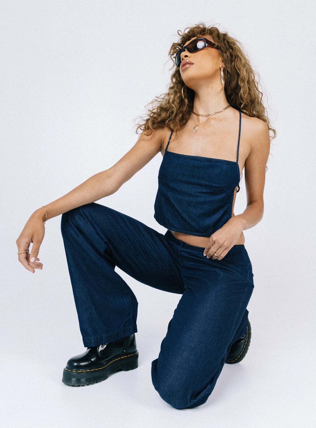 Motel Rosta Top Denim Blue