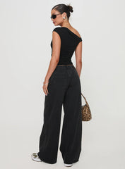 Ramos Low Rise Straight Leg Jeans Washed Black Petite