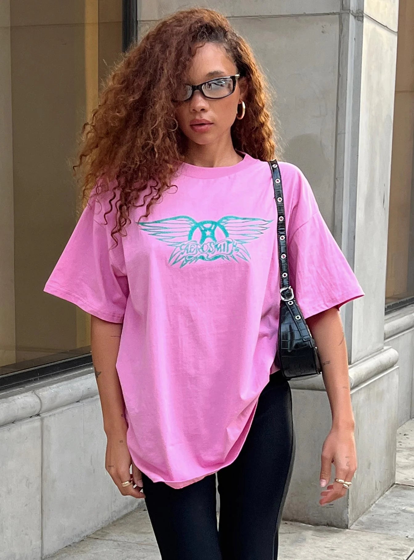 Aerosmith Oversized Tee Pink