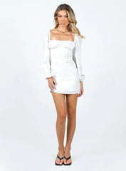 Vilma Long Sleeve Mini Dress White