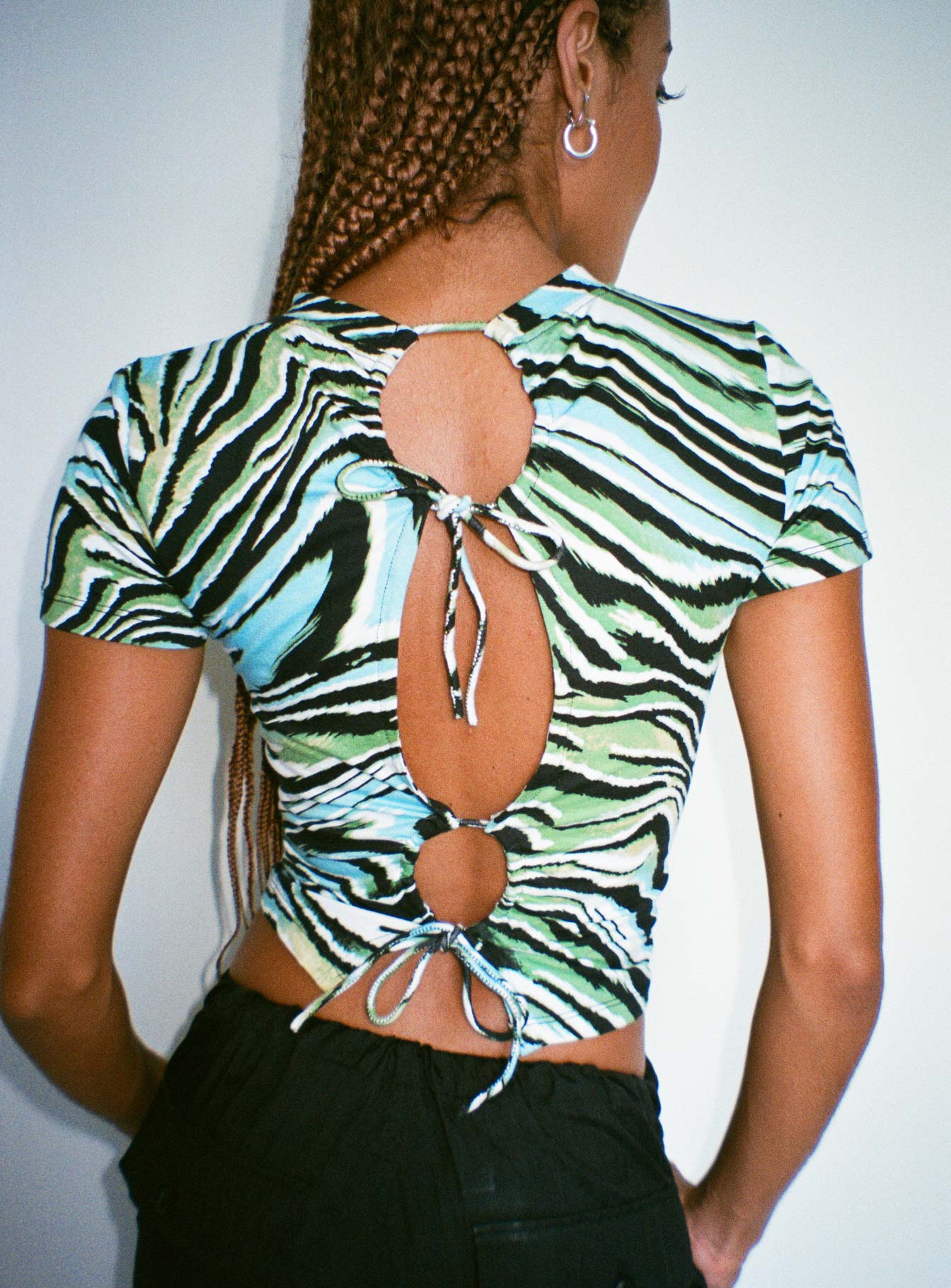 Motel Surtie Top Warped Zebra Blue