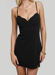 Radiante Scalloped Mini Dress Black
