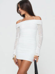 Taylon Off The Shoulder Mini Dress White