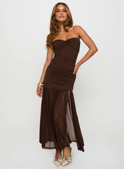 Nevena Strapless Maxi Dress Brown