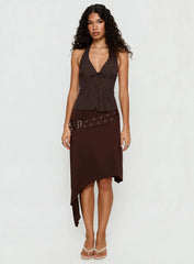 Nickole Halter Tailored Top Brown Stripe