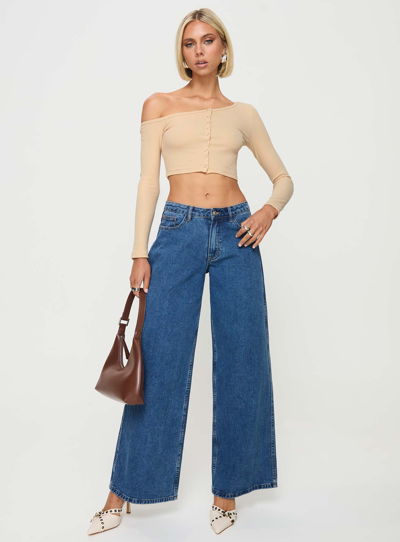 Hisie One Shoulder Top Beige