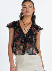 Wiley Top Black Floral