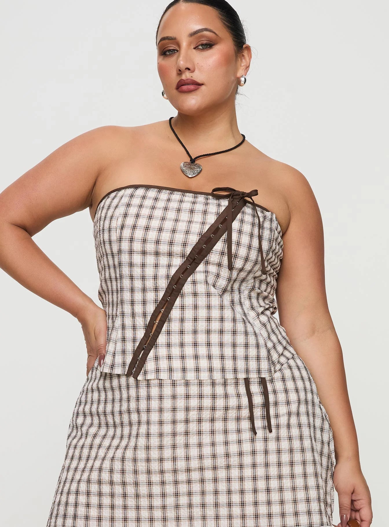 Be My Baby Top Plaid Curve
