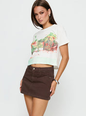 Nickei Denim Mini Skirt Chocolate