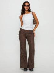 Trickrider Tie Side Faux Leather Pants Chocolate