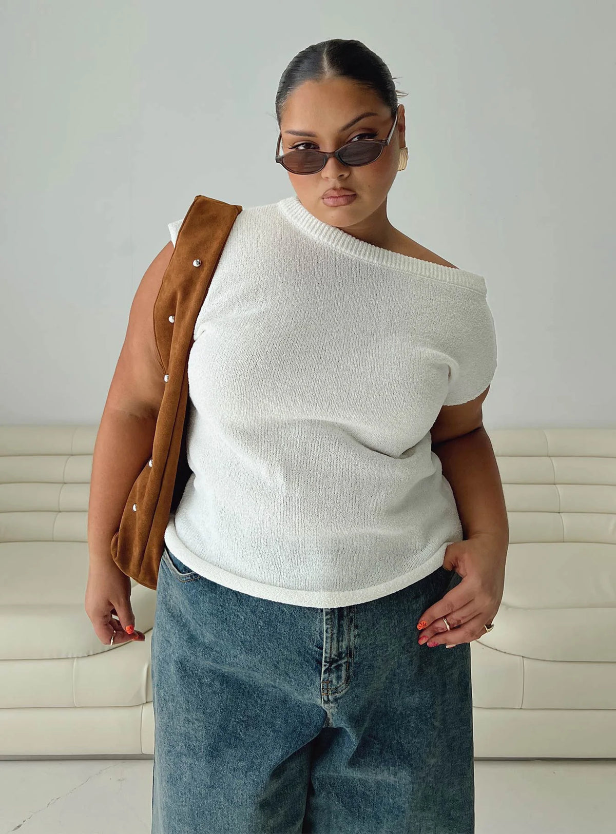 Ashfield Off Shoulder Top White Curve