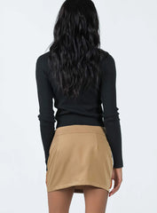 Immersed Mini Skirt Tan