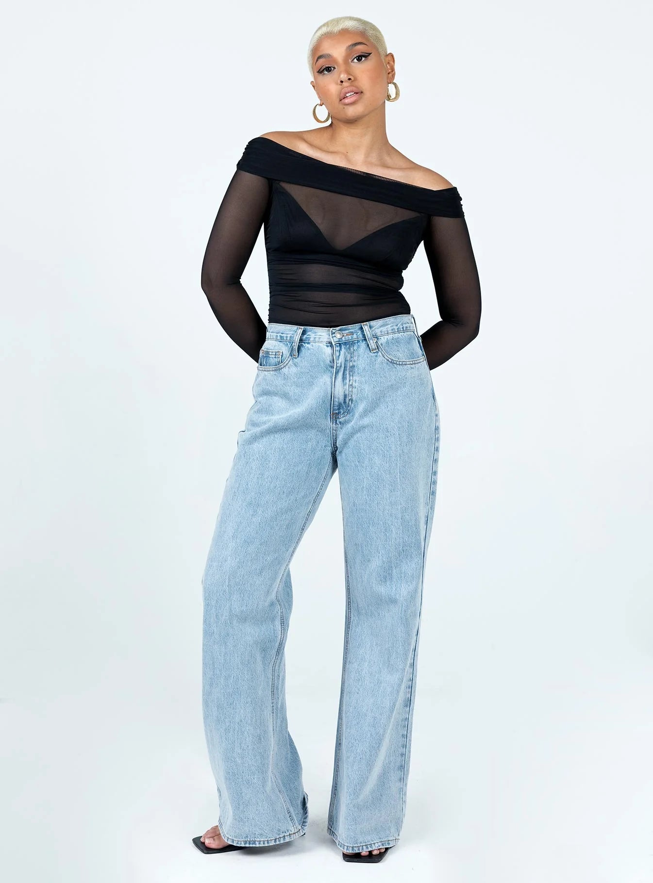 Marek Off Shoulder Bodysuit Black