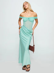 Only Exception Off The Shoulder Maxi Dress Aqua