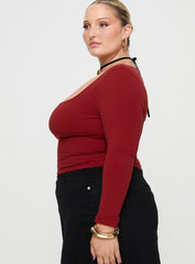 Selenie Long Sleeve Top Red Curve