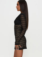 Porchia Long Sleeve Mini Dress Black