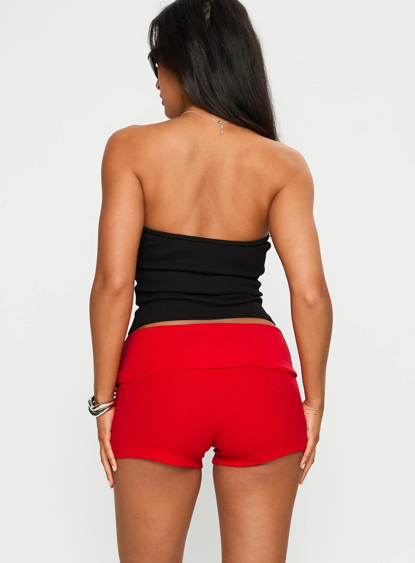 Baseline Low Rise Rib Shorts Red