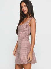 Denley Cinched Mini Dress Pink Check
