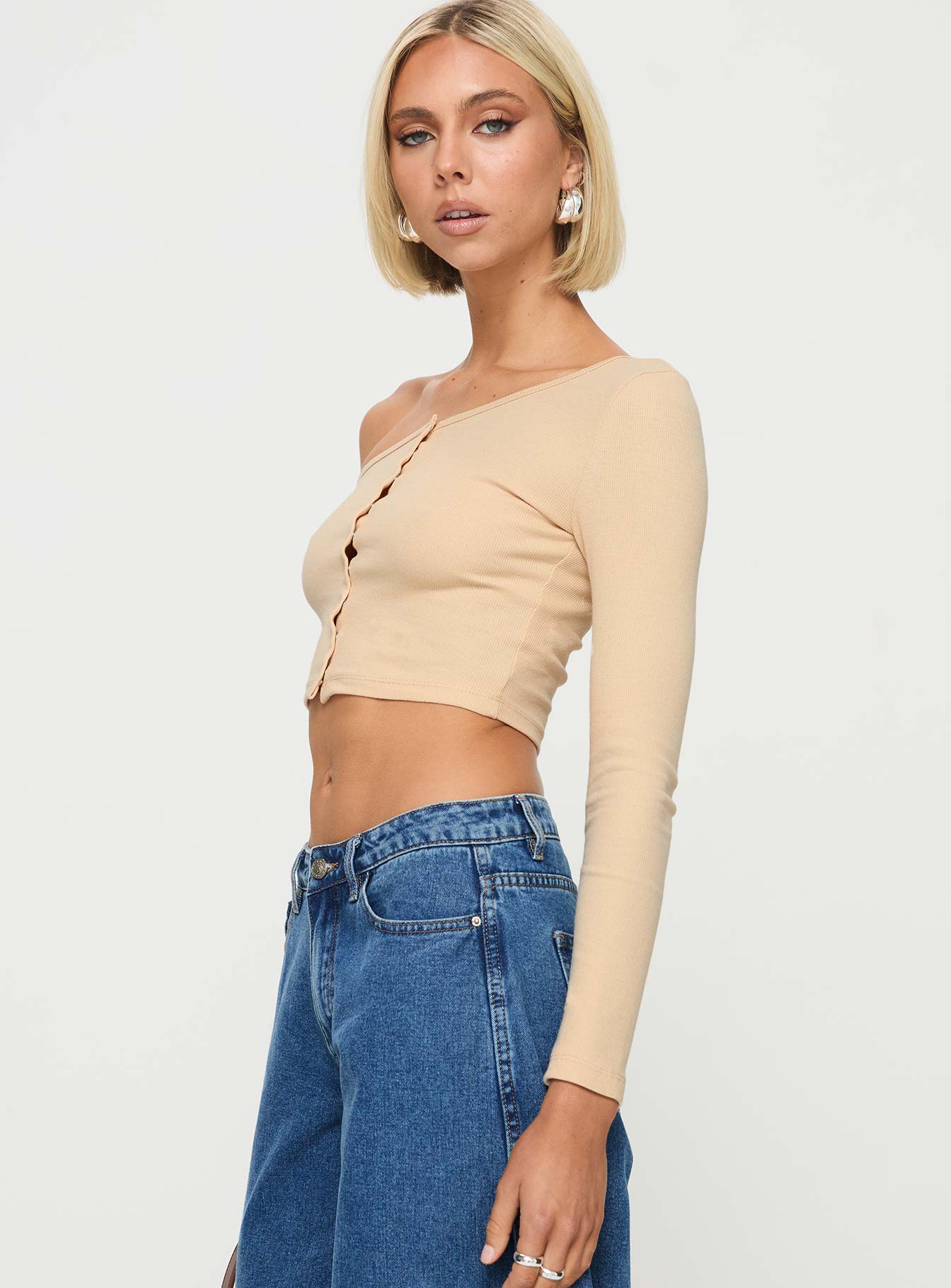 Hisie One Shoulder Top Beige