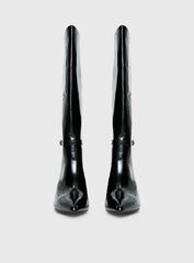 Glazed Knee High Boots Black