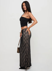 Lourenzia Lace Maxi Skirt Black Nude