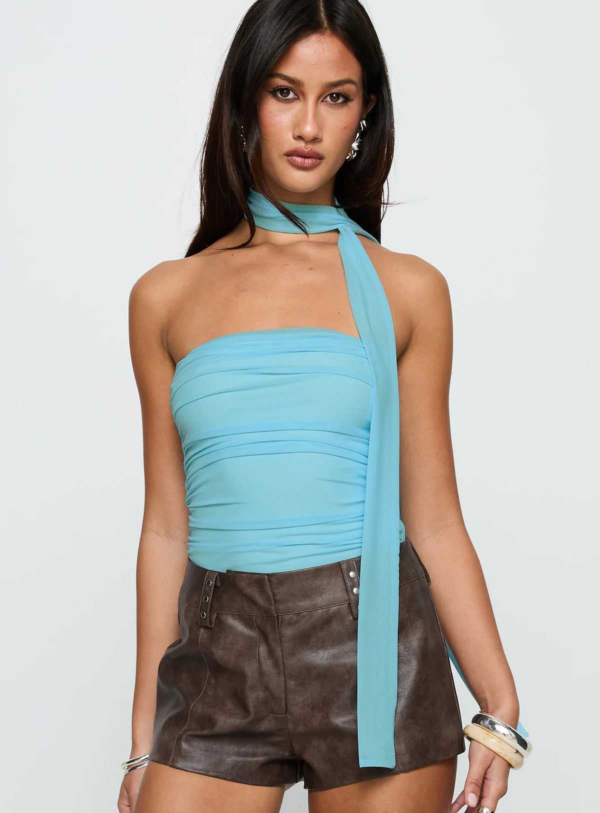 Sorelle Scarf Bodysuit Blue