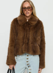 Dawnn Faux Fur Jacket Brown