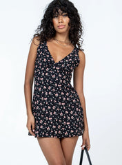 Nellie Mini Dress Black Floral