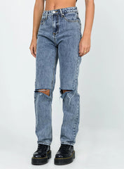 Intentions Straight Leg Knee Rip Denim Jean Eco