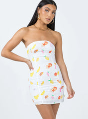 Fruity Strapless Mini Dress Multi