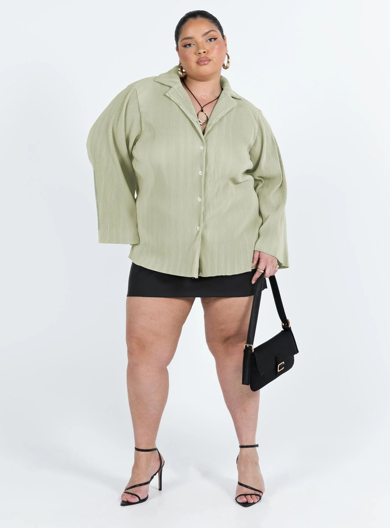 Louie Pleated Shirt Sage Curve