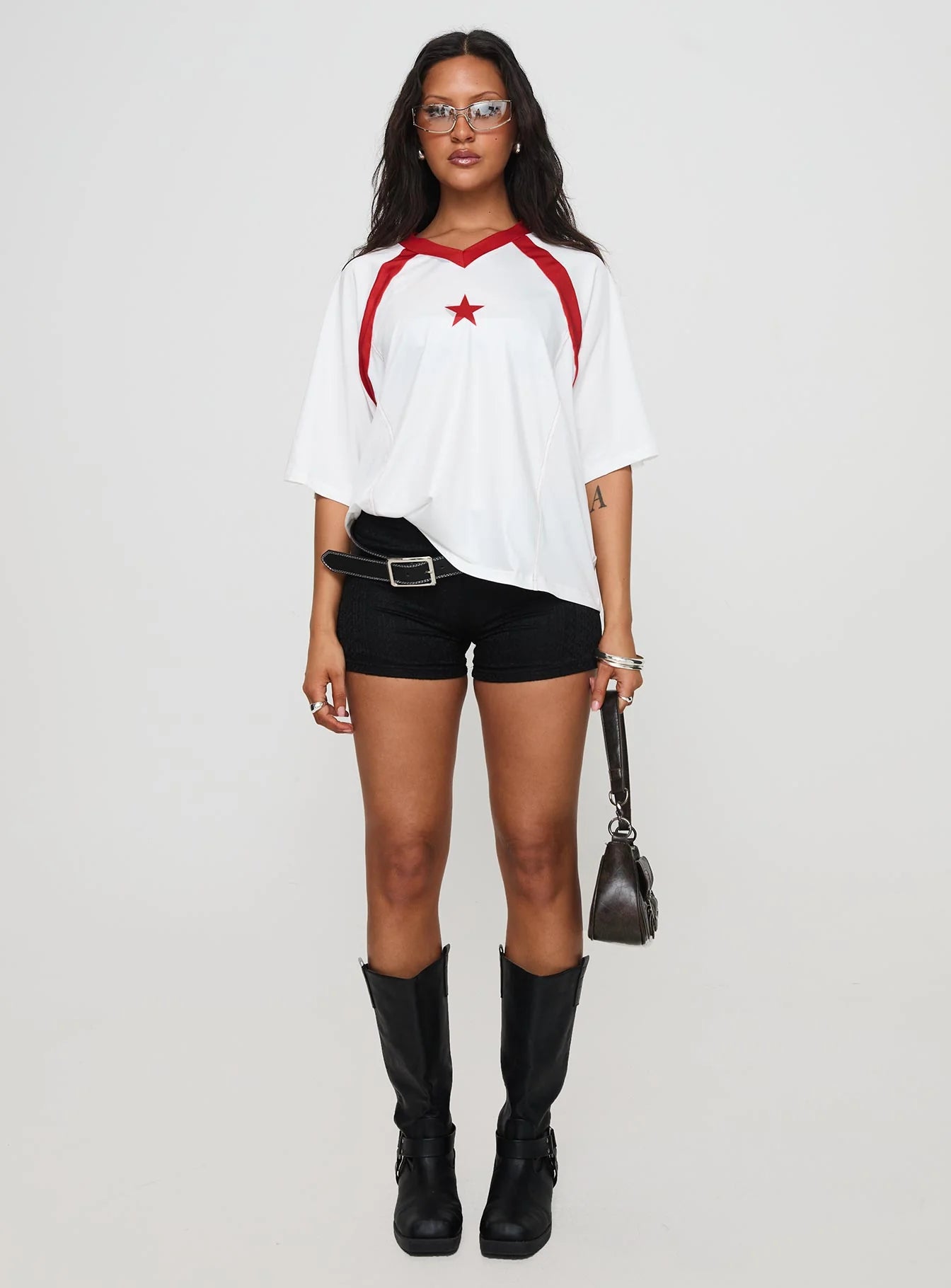 One Star Top White / Red