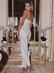 Isbell Satin Maxi Dress White