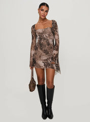Suareza Long Sleeve Mini Dress Leopard