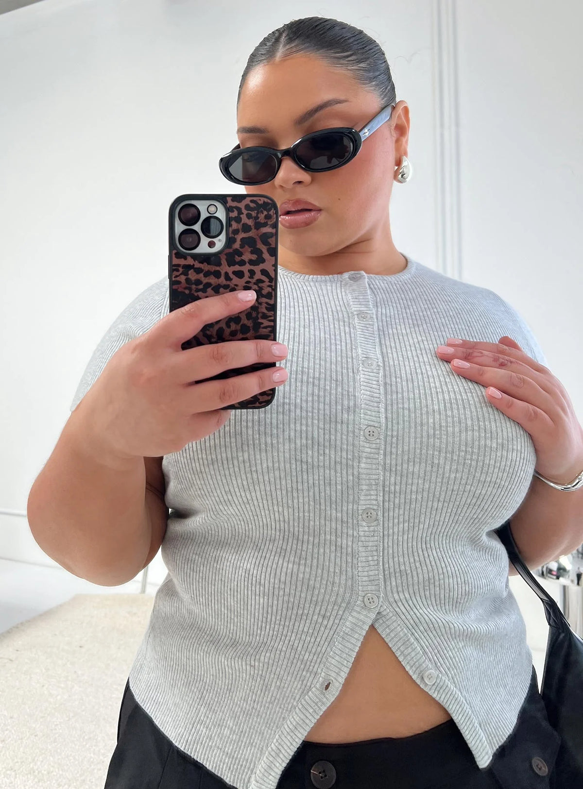 Suzu Knit Top Grey Curve
