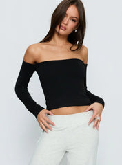 Ellaina Off Shoulder Long Sleeve Top Black