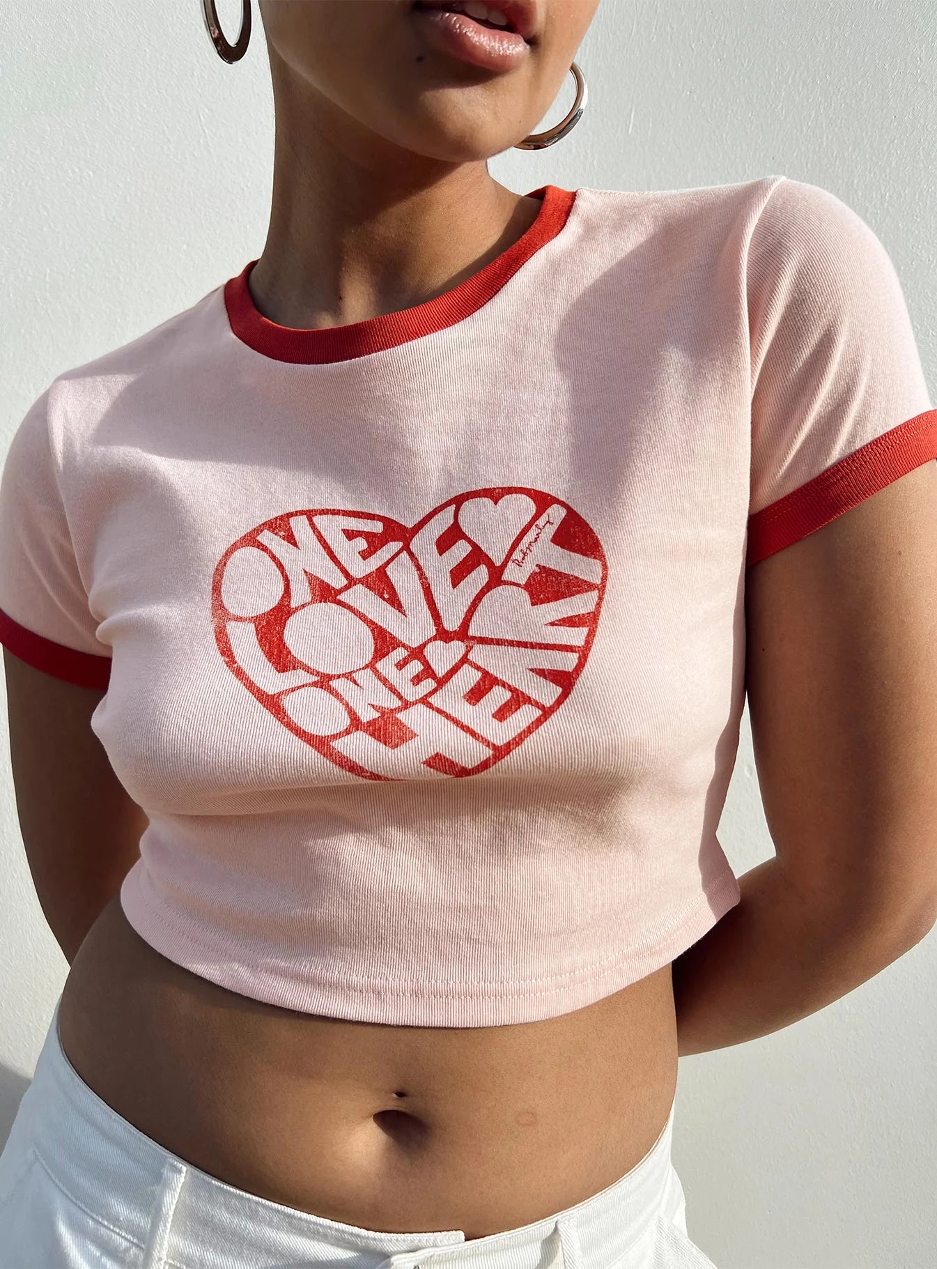 Bob Marley One Love One Heart Cropped Tee Pink
