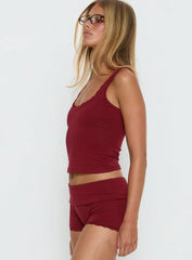Serae Lace Trim Tank Top Cherry
